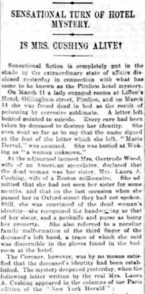The death of revolutionary Helene de Krebel - krebel-London Daily News 31 March 1906