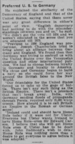 Wilson's views in India and Irish Home Rule - Boston Daily Globe 23 April 1918